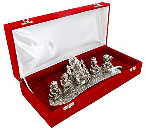 INTERNATIONAL GIFT® Silver Plated Musical Ganesh God Idol Statue Oxidized Finish with Beautiful Velvet Box Packing and with Carry Bag (8H x 28W x 6L Centimeters) - Image 3