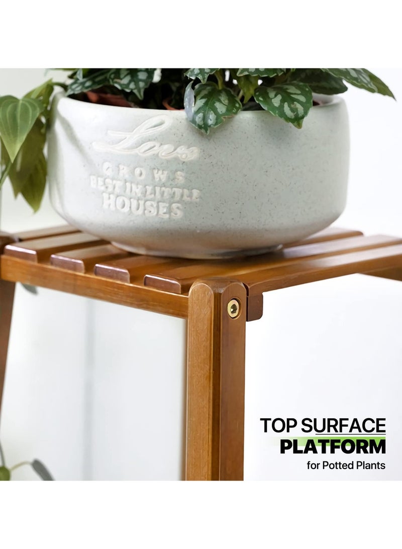 Beauenty Bamboo Tall Plant Stand 4-Tier Pot Holder Small Space Flower Shelf Rack Display Table for Living Room Balcony and Garden - Image 5