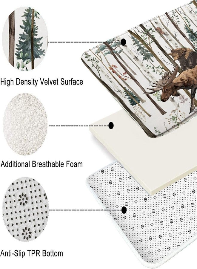 EVRCVAR Rustic Bear Bath Mat Funny Deer Forest Tree Hunting Lodge Adventure Cabin Farm Rural Animal Moose Vintage Brown Soft Plush Memory Foam Bathroom Living Room Bedroom Rugs 17.7"X29.5"（45x75cm） - Image 4