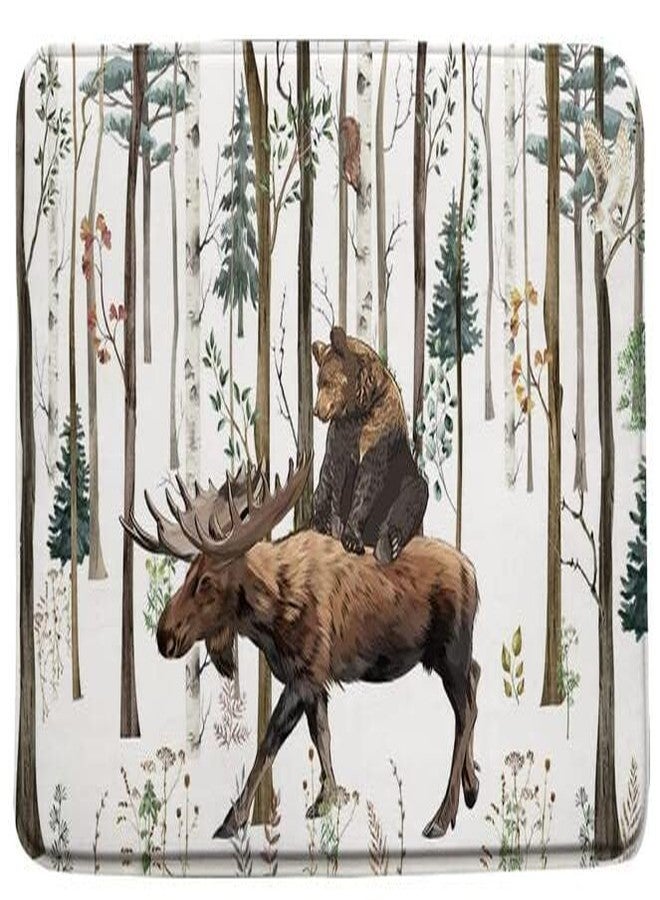EVRCVAR Rustic Bear Bath Mat Funny Deer Forest Tree Hunting Lodge Adventure Cabin Farm Rural Animal Moose Vintage Brown Soft Plush Memory Foam Bathroom Living Room Bedroom Rugs 17.7"X29.5"（45x75cm） - Image 1