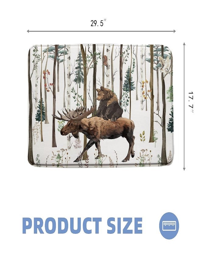 EVRCVAR Rustic Bear Bath Mat Funny Deer Forest Tree Hunting Lodge Adventure Cabin Farm Rural Animal Moose Vintage Brown Soft Plush Memory Foam Bathroom Living Room Bedroom Rugs 17.7"X29.5"（45x75cm） - Image 3
