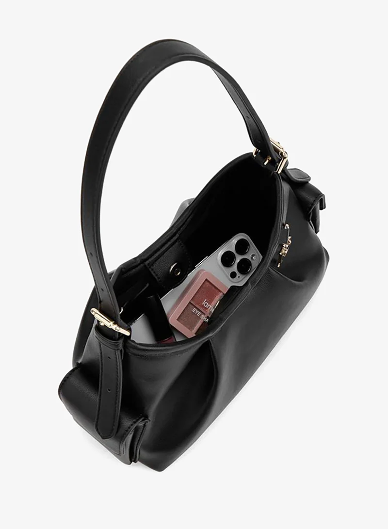Flora Bella By Shoexpress black Solid Shoulder Bag With Adjustable Strap for Women | Best Price UAE