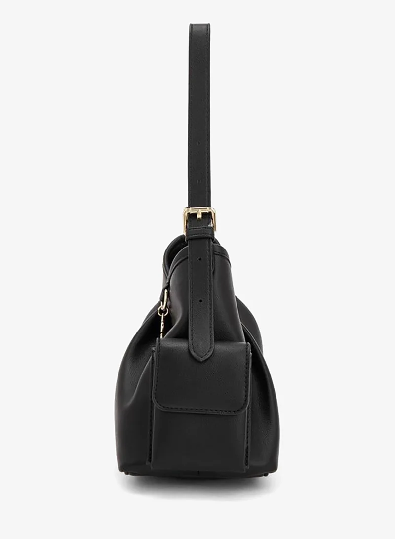 Flora Bella By Shoexpress black Solid Shoulder Bag With Adjustable Strap for Women | Best Price UAE