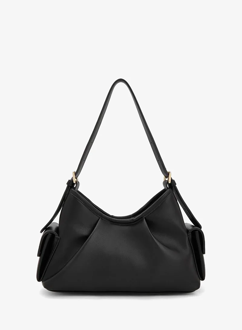 Flora Bella By Shoexpress black Solid Shoulder Bag With Adjustable Strap for Women | Best Price UAE