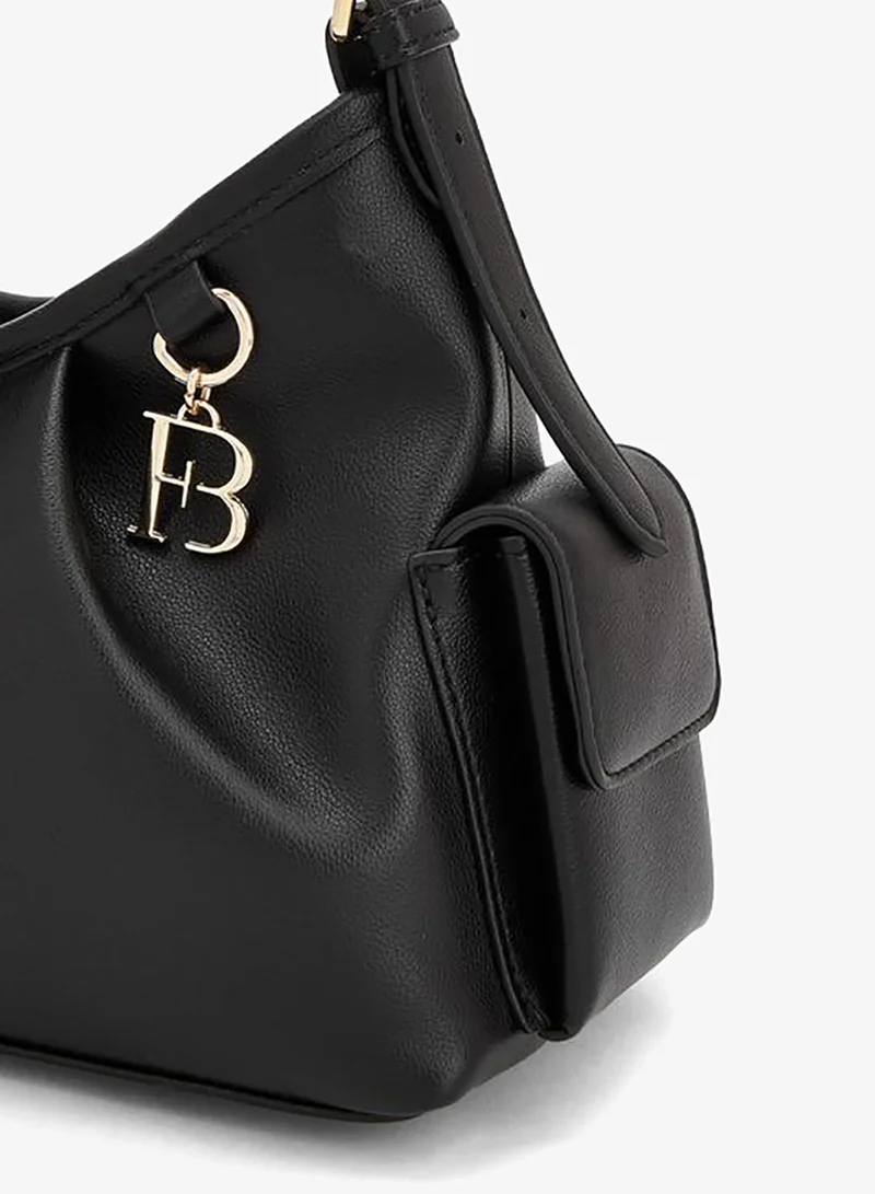 Flora Bella By Shoexpress black Solid Shoulder Bag With Adjustable Strap for Women | Best Price UAE