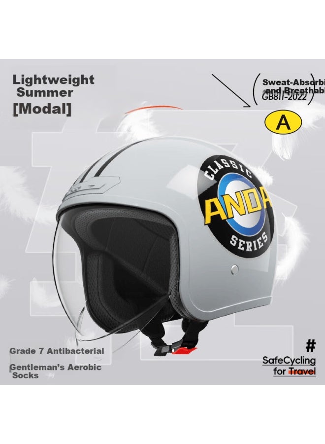 Ad Electric Bike Helmet 3c Certified Class A Uni Four-season Electric Scooter Safety Helmet Winter Riding Half Helmet Summer Inner Push Lens Motorcycle Retro Helmet Fg05 Matte Black - Image 3
