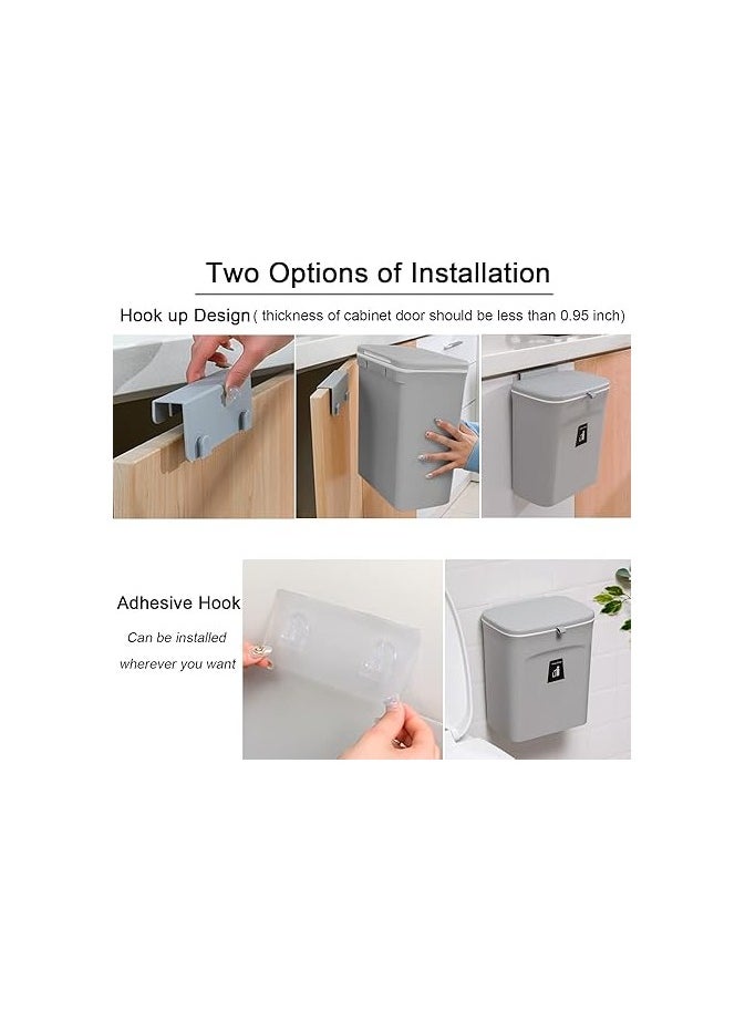 General 2.4 Gallon Kitchen Compost Bin for Counter Top or Under Sink, Hanging Small Trash Can with Lid for Cupboard/Bathroom/Bedroom/Office/Camping, Mountable Indoor Compost Bucket  - Image 4