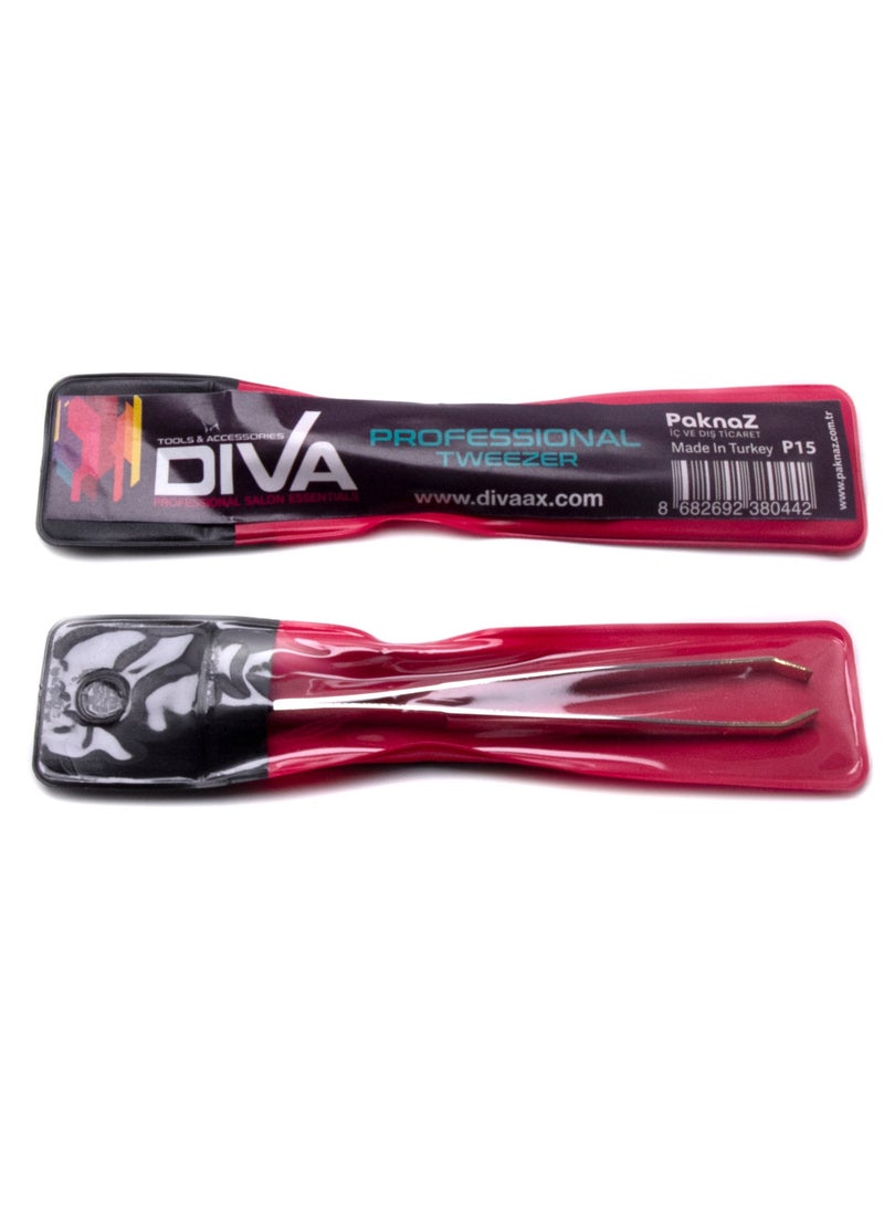 Diva Stainless Steel Tweezer P15 - Precision Tool for Accurate Hair Removal and Eyebrow Shaping