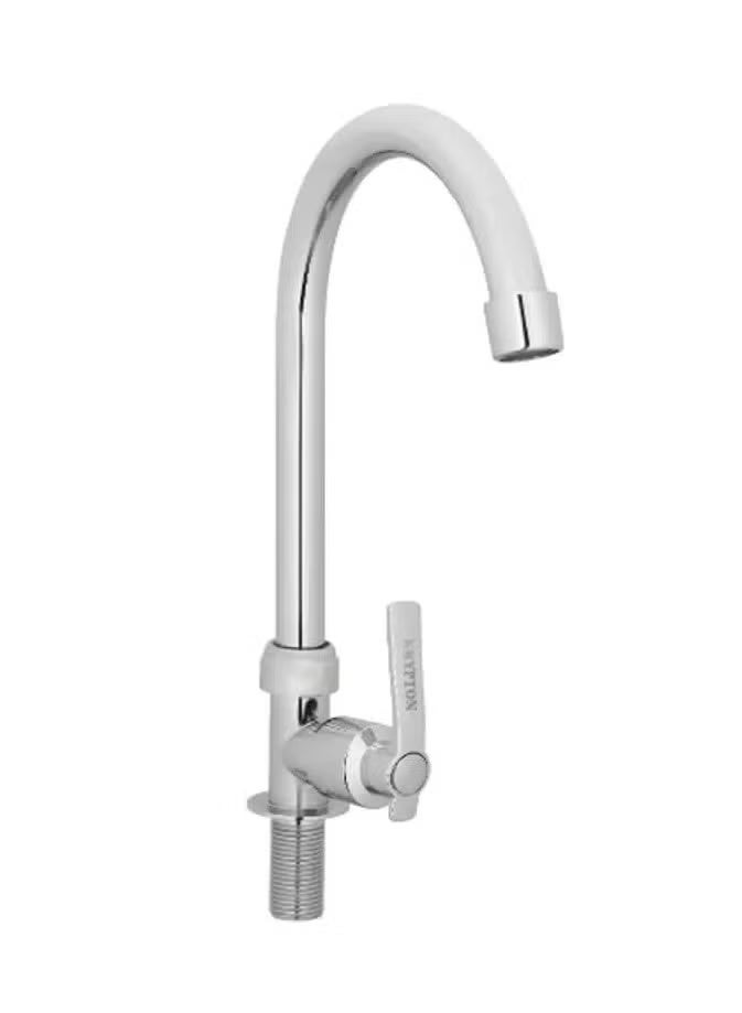 KRYPTON Chrome Finish Deck Mounted Sink Mixer Tap | Single-Lever Kitchen Faucet | Anti-Splash Aerator, Durable & Rust-Resistant (Silver) - Image 1