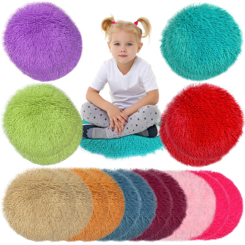 YEXEXINM 20 Pcs Kids Crazy Carpet Circle Seats Rainbow 16 Inch Round Floor Mat Kids Floor Cushions Soft Colorful Educational Classroom Rug for School Home Group Activity Learning Marker Playing Areas - Image 1