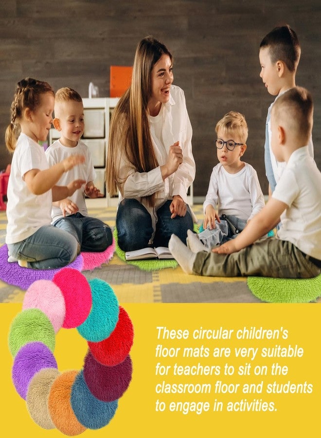 YEXEXINM 20 Pcs Kids Crazy Carpet Circle Seats Rainbow 16 Inch Round Floor Mat Kids Floor Cushions Soft Colorful Educational Classroom Rug for School Home Group Activity Learning Marker Playing Areas - Image 5