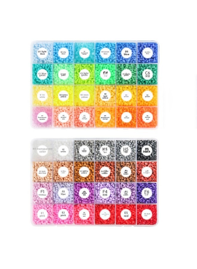 Zhihang 2.6mm Doudou Pure Boxed Set DIY Kidsren's Educational Puzzle Assembly Handmade Toys-Color:2.6mm48 Color Pure Beans - Image 1