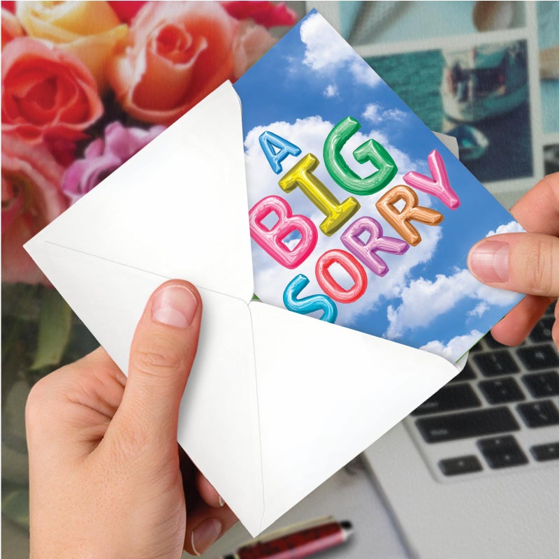 NobleWorks - Sorry Greeting Card with 5 x 7 Inch Envelope (1 Card) - Inflated Messages (Not Actual Balloons) C5651AASRG - Image 4