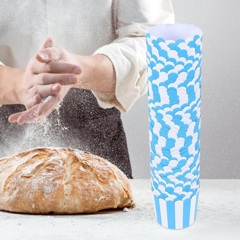 Blue Striped Paper Baking Cups 50pcs Per Pack Food Grade Dessert Wrappers 2 Packs 100pcs - Image 5