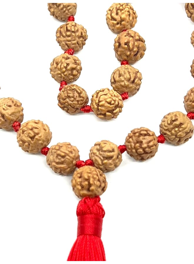 AWAKEN YOUR KUNDALINI Rudraksha mala Beads necklace Rudraksh Japa 5 Mukhi ( 5 Face ) Hand Knotted Prayer Beads Sizes 6mm 8mm 10mm 12mm Energized Chakra mala w/ Pouch, Wood, rudraksha  - Image 2