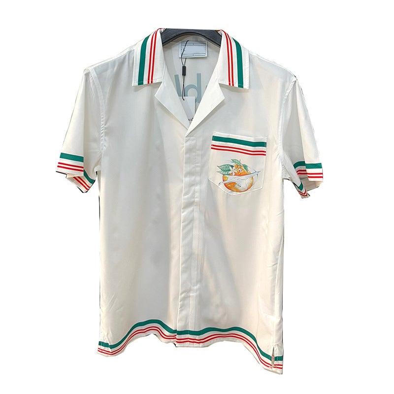 Spring and summer new European and American fashion cross-border foreign trade Youth popular casual mens short sleeve digital printed shirt cardigan Color 