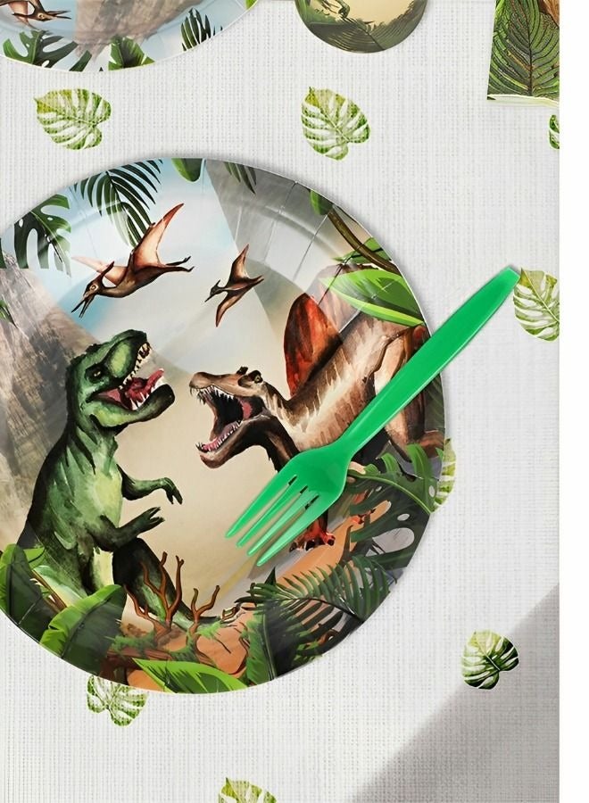 MIXDE 94-Pieces Dinosaur Party Decorations Including Hanging Banner, Tablecloth, Plates and Napkins Set - Image 4