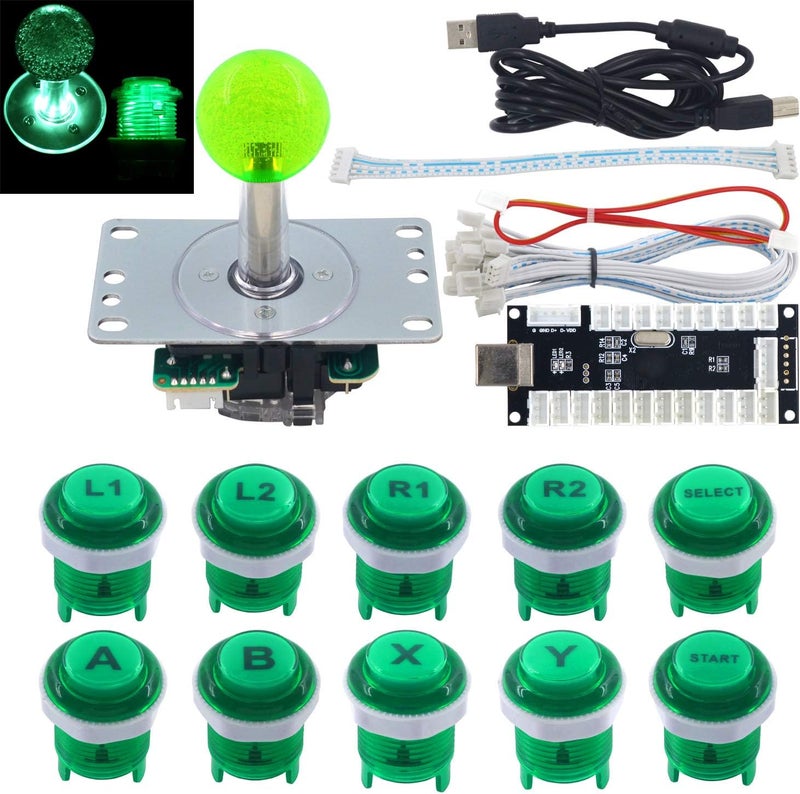 طقم DIY لمبة LED لألعاب الأركيد ، مفتاح ميكانيكي للوحة المفاتيح، زر أركيد LED، عصا تحكم، مشفر USB بدون تأخير لأجهزة الكمبيوتر وأنظمة MAME وRetropie وJamma. - Image 1