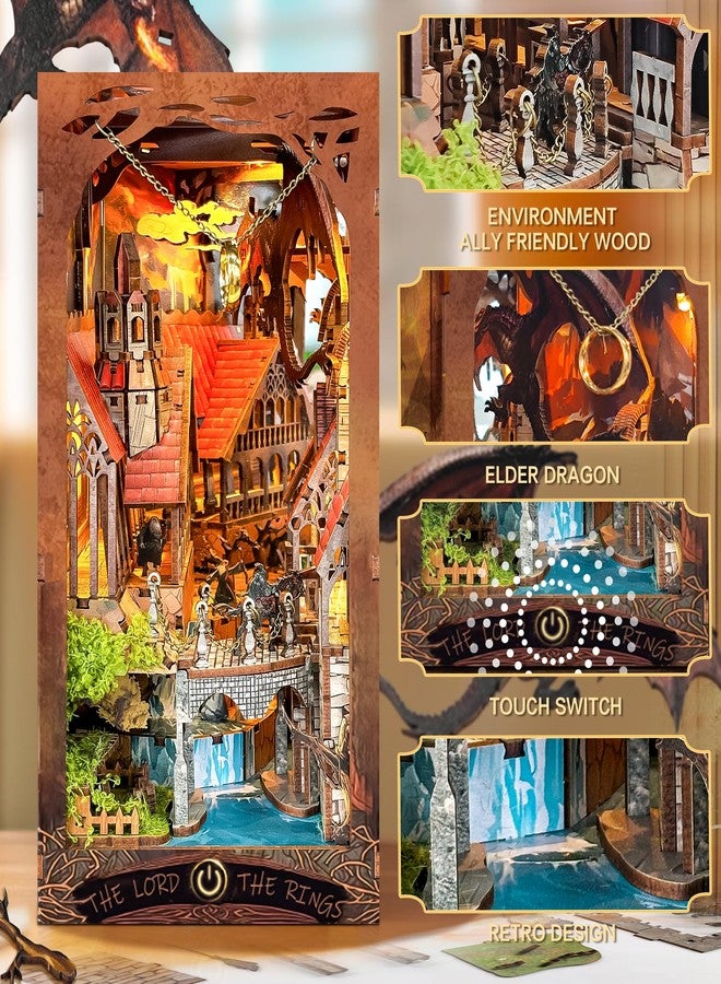 Spilay DIY Dollhouse Booknook Kit,DIY Bookshelf kit,with LED Light and Dust Cover for Bookends Model Build kit,Handmade Crafts Gifts for Birthday Valentine's Day(Valley of The Illusory Rings) - Image 3