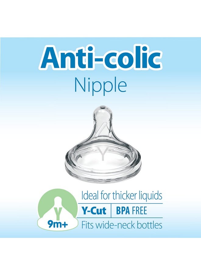 Dr. Brown's - Dr. Brown's Natural Flow Y-Cut Wide-Neck Baby Bottle Silicone Nipple, Ideal for Thicker Liquids, 9m+, 100% Silicone Bottle Nipple, 6 Count(Pack of 1) - Image 1