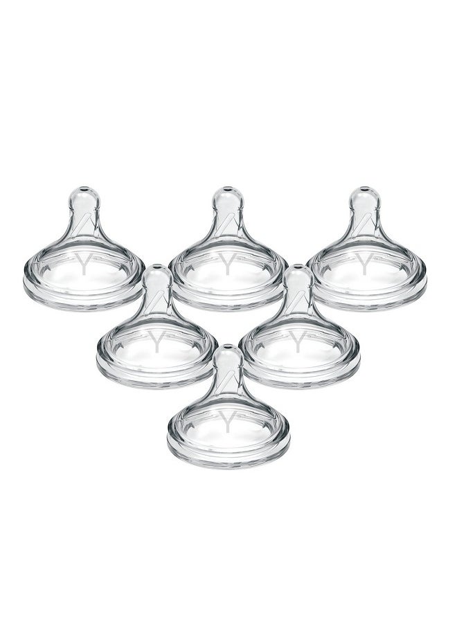 Dr. Brown's - Dr. Brown's Natural Flow Y-Cut Wide-Neck Baby Bottle Silicone Nipple, Ideal for Thicker Liquids, 9m+, 100% Silicone Bottle Nipple, 6 Count(Pack of 1) - Image 1