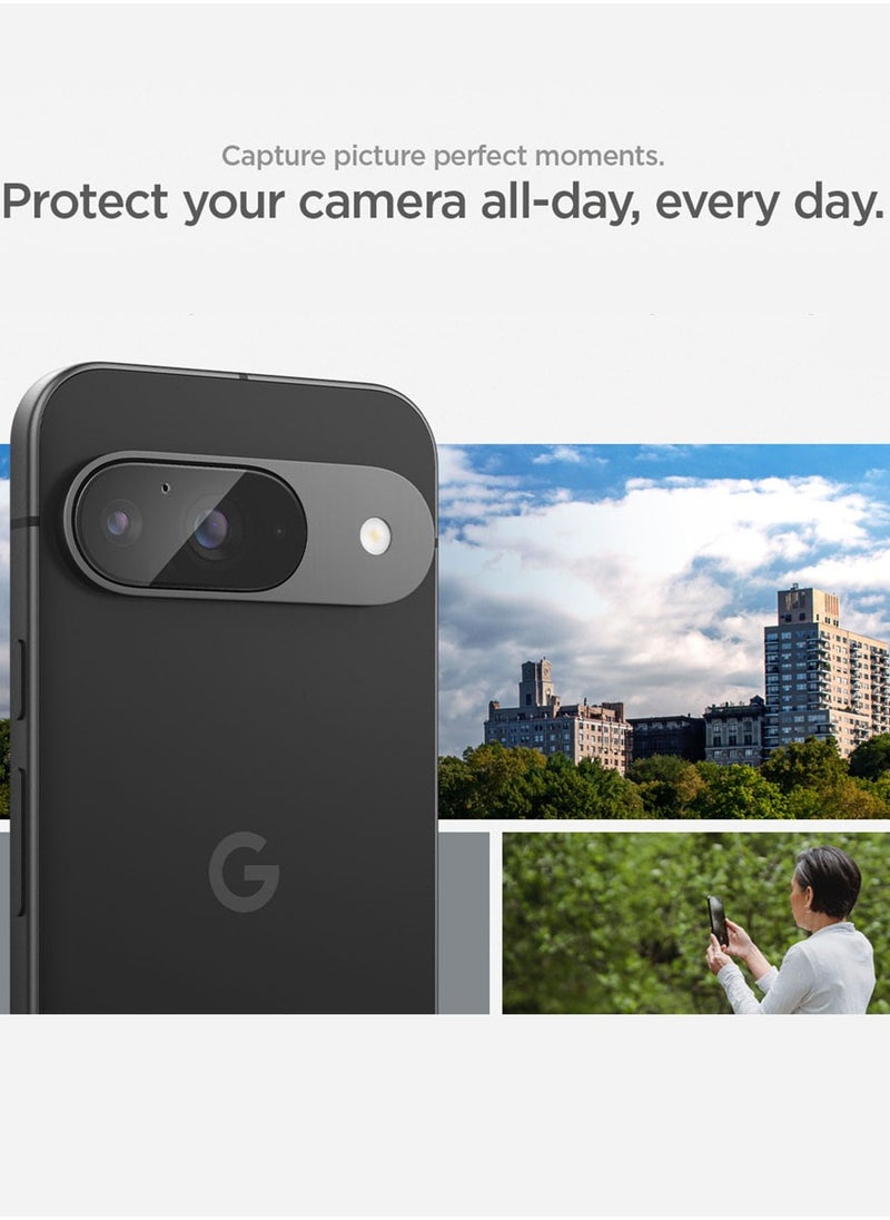 Spigen GLAStR EZ Fit Optik Google Pixel 9 Camera Lens Protector [2 PACK] Case Friendly - Crystal Clear  - Image 3