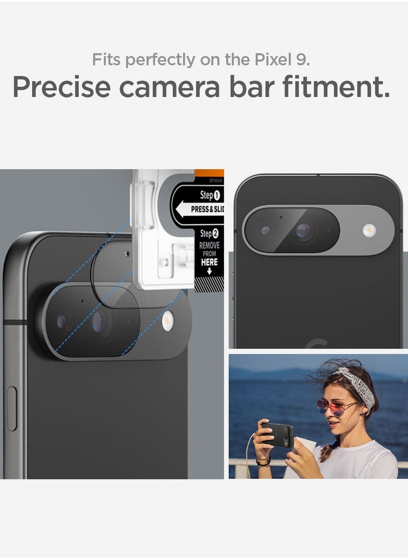 Spigen - GLAStR EZ Fit Optik Google Pixel 9 Camera Lens Protector [2 PACK] Case Friendly - Crystal Clear - Image 1