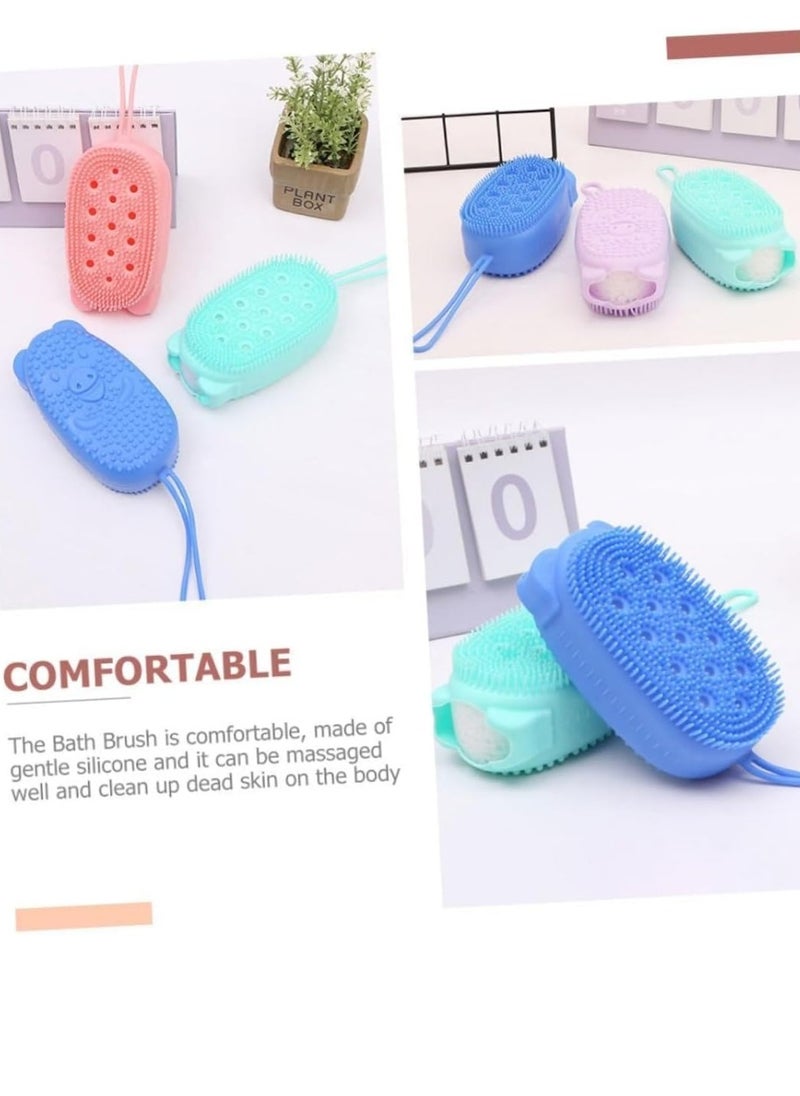 Soft Silicone Bath Brush for Children and Adults Silicone Cleansing Brush for Gently Washing Hair, Massaging the Scalp and Exfoliating the Body While Bathing, Multi Color