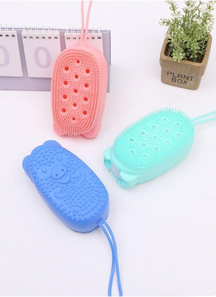 Soft Silicone Bath Brush for Children and Adults Silicone Cleansing Brush for Gently Washing Hair, Massaging the Scalp and Exfoliating the Body While Bathing, Multi Color