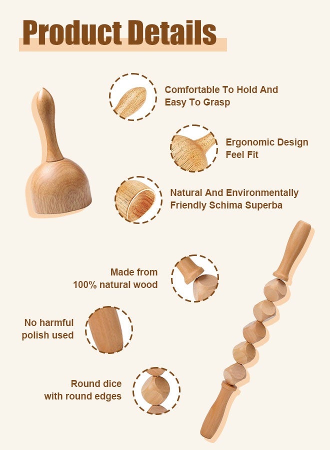 Forthcan 6 in 1 Wood Therapy Tools Maderoterapia Massage Set, Anti Cellulite Wooden Massager Kit for Body Sculpting, Lymphatic Drainage, Muscle Relief and Body Shaping - Image 3