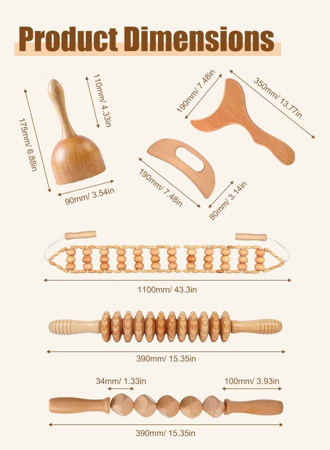 Forthcan 6 in 1 Wood Therapy Tools Maderoterapia Massage Set, Anti Cellulite Wooden Massager Kit for Body Sculpting, Lymphatic Drainage, Muscle Relief and Body Shaping - Image 5