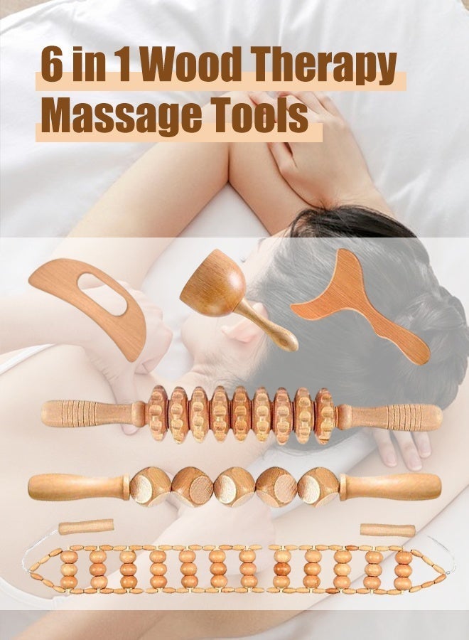 Forthcan 6 in 1 Wood Therapy Tools Maderoterapia Massage Set, Anti Cellulite Wooden Massager Kit for Body Sculpting, Lymphatic Drainage, Muscle Relief and Body Shaping - Image 2