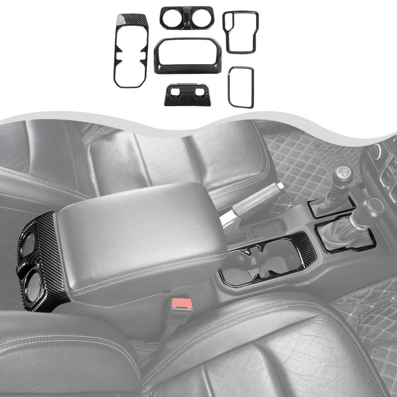 HTHE 6Pcs Interior Trim Kit Fit for 20182024 Jeep Wrangler JL JLU Gladiator JT Center Console 4 Wheel Drive Gear Shift PanelRear Outlet Vent Window SwitchFront Cup Holder Cover Carbon Fiber