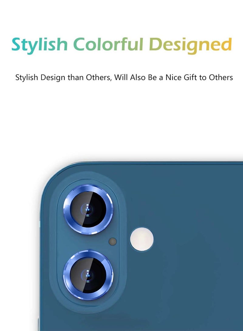 تشابي لاين  ابل ايفون 16 / ايفون 16 بلس 2024 شابيلين بريميوم حلقة حلقة عدسة الكاميرا خفف من الزجاج حامي درع - شفاف / أزرق - Image 3