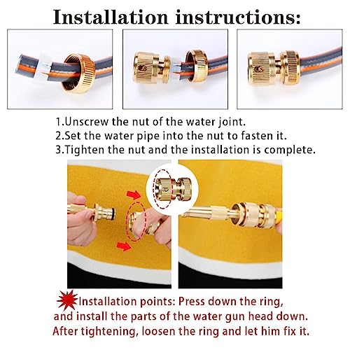 FANHAO Brass Water Spray Nozzle for 1/2 Hose Pipe - Adjustable Pressure Booster Gun for Car Wash & Gardening, 20 x 10 x 5 cm - Image 3