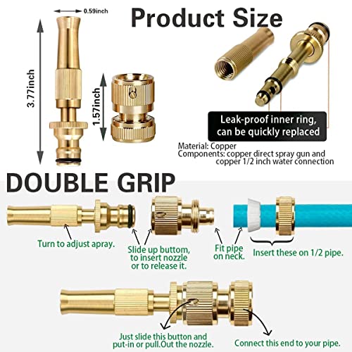 FANHAO Brass Water Spray Nozzle for 1/2 Hose Pipe - Adjustable Pressure Booster Gun for Car Wash & Gardening, 20 x 10 x 5 cm - Image 2