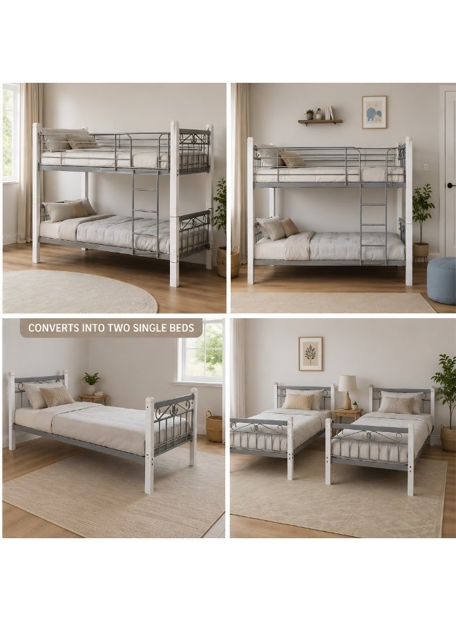 SUNLIT HOME VIENA Solid wood metal Bunk Bed | Sturdy Modern Design Wooden Single Bed Frame 190X90 Cm With Mattress - Image 5