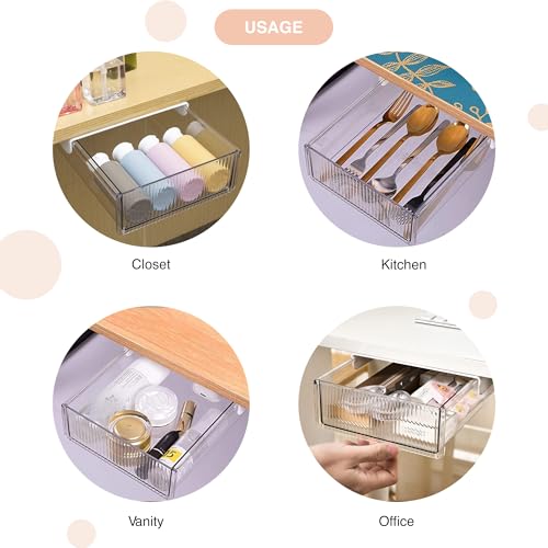 oddpod Reed Under The Table Hidden Stationerydrawer/Acrylic Desk Organiser For Home&Office-White(Small) - Image 5