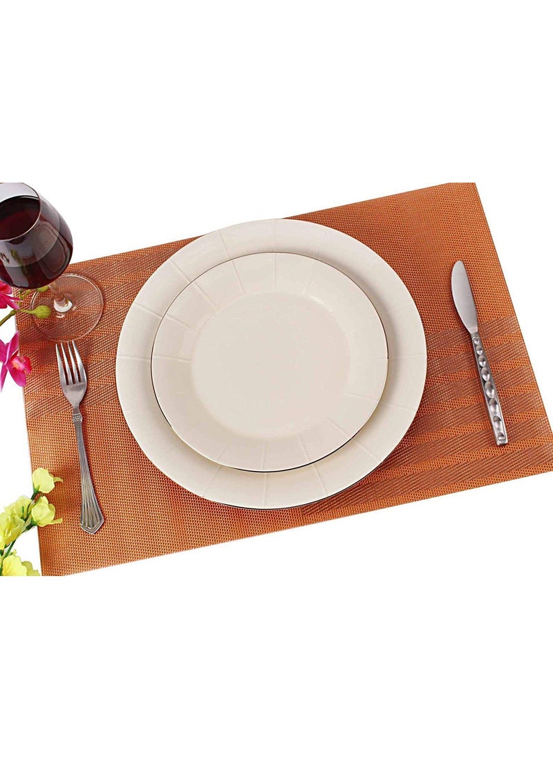 Styleys Styleys Dining Table Mats 6 Pieces Washable (S1), S71 - Orange Line  - Image 2