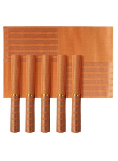 Styleys Dining Table Mats 6 Pieces Washable (S1), S71 - Orange Line