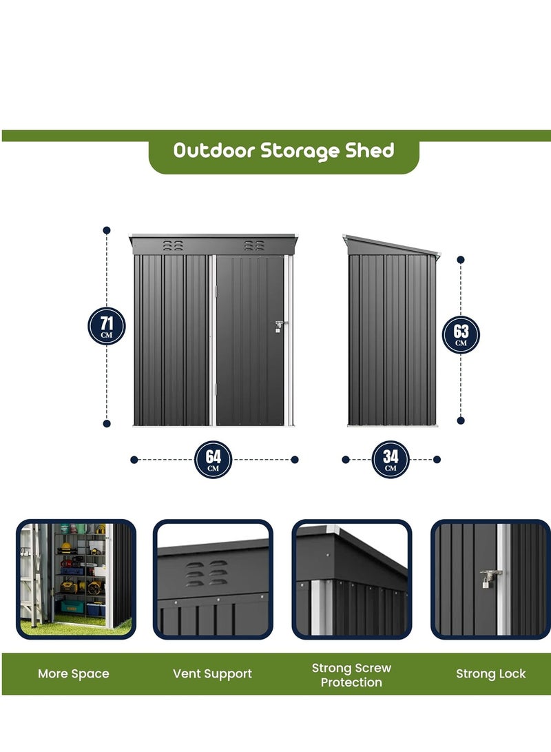 Egardenkart Egardenkart Metal Outdoor Pent Storage Shed Grey  - Image 2