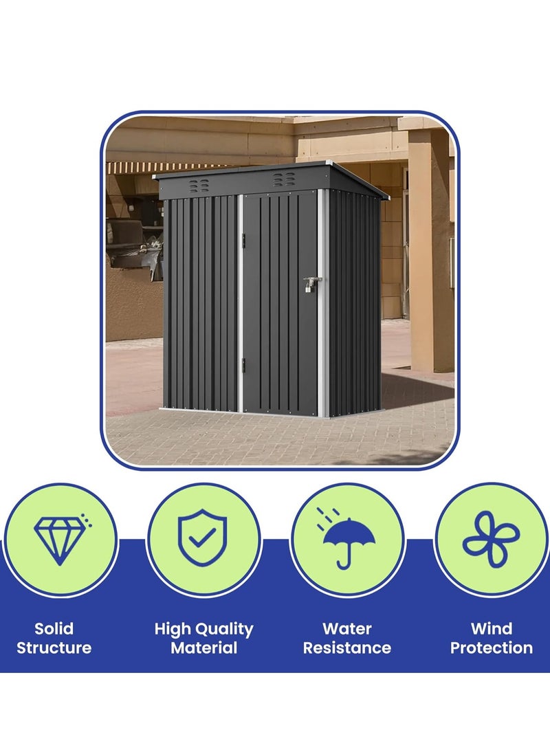 Egardenkart Egardenkart Metal Outdoor Pent Storage Shed Grey  - Image 3