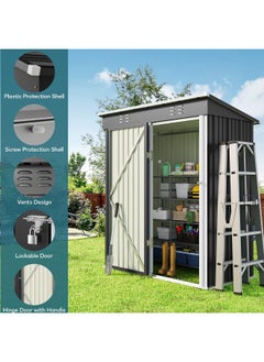 Egardenkart Metal Outdoor Pent Storage Shed Grey  - Image 5