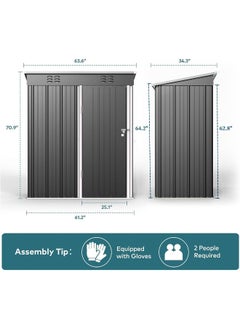 Egardenkart Metal Outdoor Pent Storage Shed Grey  - Image 2
