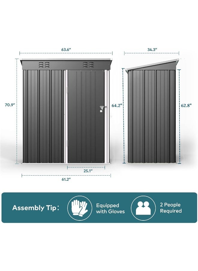 Egardenkart Metal Outdoor Pent Storage Shed Grey  - Image 2
