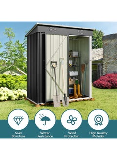 Egardenkart Metal Outdoor Pent Storage Shed Grey  - Image 4