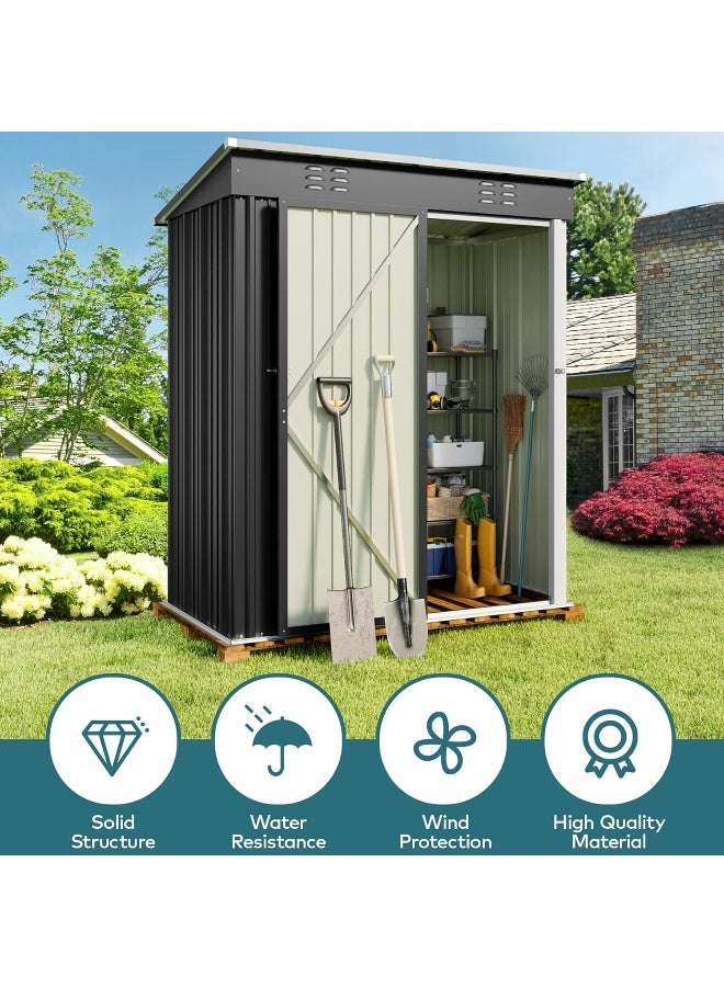 Egardenkart Metal Outdoor Pent Storage Shed Grey  - Image 4