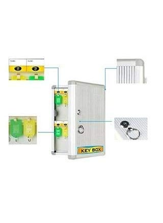 Honexa Honexa Aluminum Key Cabinet Wall Mount with Key Lock Key Storage Organizer 32 Key Hooks Box for House Property Managers Car Dealerships 275 X 55 X 325 cm Silver  - Image 4