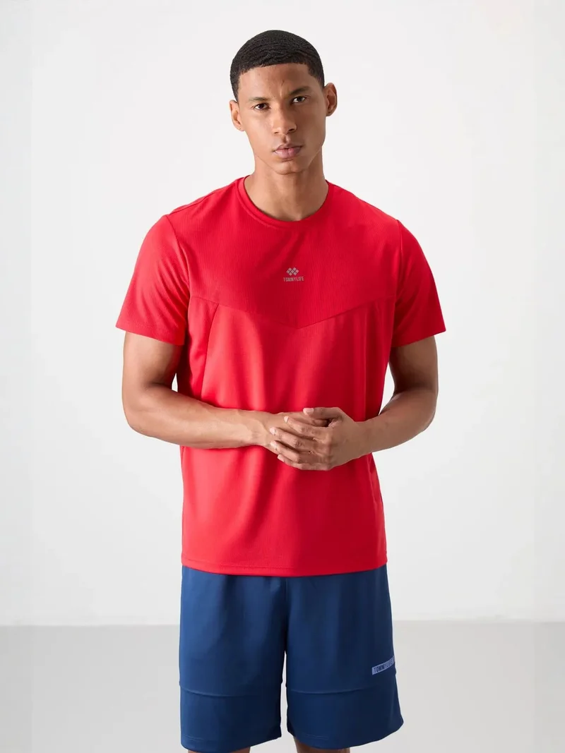 تومي لايف TOMMY Men's Solid Polyester Crew Neck T-Shirt