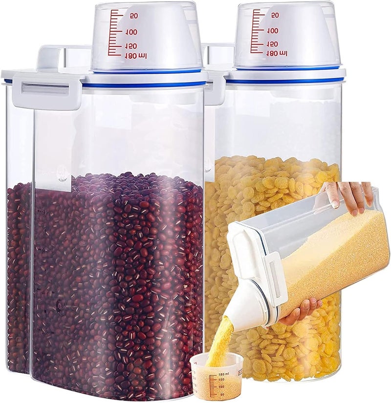 2Pack Airtight Cereal  Oatmeal Storage Containers with Measuring Cup  Pour Spout  Rice Storage Bin 25L